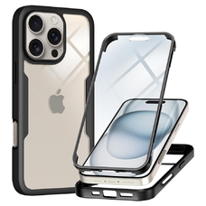  Techsuit - ColorVerse 360 sorozat + Képernyővédő - iPhone 16 Pro Max - Fekete tok
