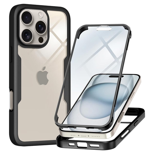  Techsuit - ColorVerse 360 sorozat + Képernyővédő - iPhone 16 Pro Max - Fekete tok