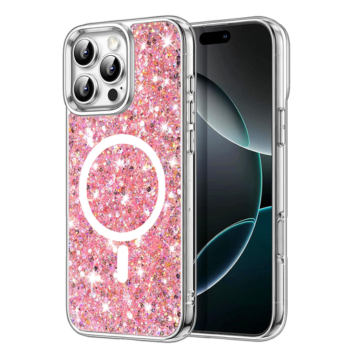 Techsuit - Csillogó Glitter MagSafe - iPhone 16 Pro - Rózsaszín tok Techsuit - Csillogó Glitter MagSafe - iPhone 16 Pro - Rózsaszín tok