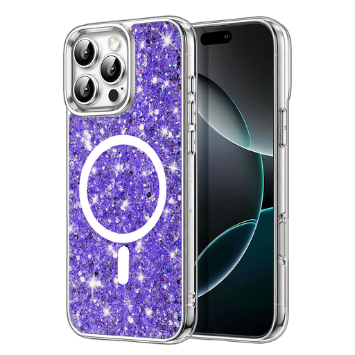 Techsuit - Csillogó Glitter MagSafe - iPhone 16 Pro - Lila tok Techsuit - Csillogó Glitter MagSafe - iPhone 16 Pro - Lila tok
