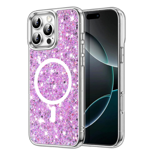 Techsuit - Csillogó Glitter MagSafe - iPhone 16 Pro - Magenta tok Techsuit - Csillogó Glitter MagSafe - iPhone 16 Pro - Magenta tok