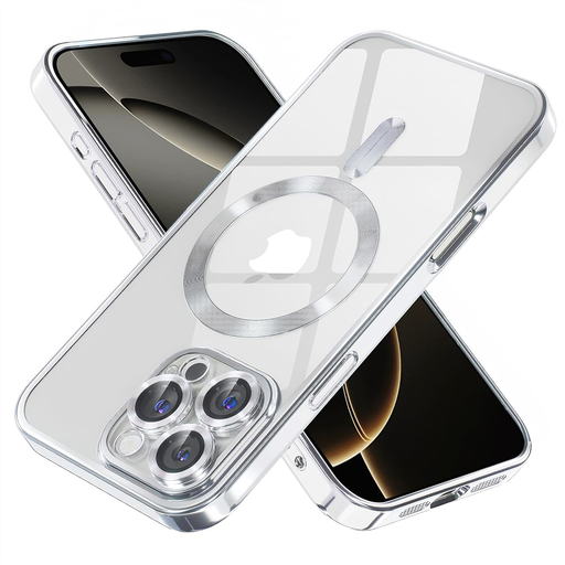 Techsuit - Luxus Kristály MagSafe - iPhone 16 Pro - Ezüst tok Techsuit - Luxus Kristály MagSafe - iPhone 16 Pro - Ezüst tok