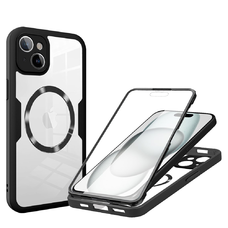  Techsuit - ColorVerse 360 MagSafe sorozat + kijelzővédő - iPhone 15 - Fekete tok