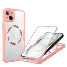 Techsuit - ColorVerse 360 MagSafe Séria + Ochrana obrazovky - iPhone 15 - Ružové puzdro