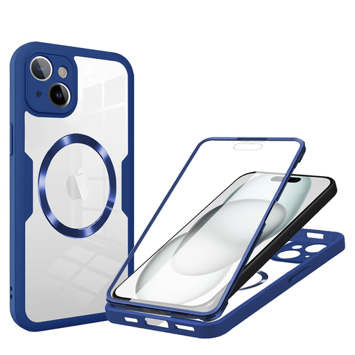 Techsuit - ColorVerse 360 MagSafe sorozat + képernyővédő - iPhone 15 - Kék tok Techsuit - ColorVerse 360 MagSafe sorozat + képernyővédő - iPhone 15 - Kék tok