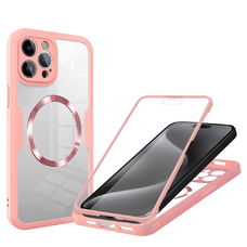  Techsuit - ColorVerse 360 MagSafe Sorozat + Kijelzővédő - iPhone 15 Pro - Rózsaszín tok