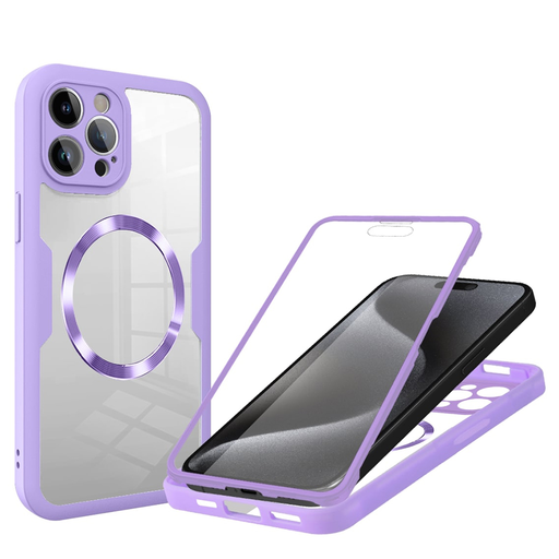 Techsuit - ColorVerse 360 MagSafe sorozat + képernyővédő - iPhone 15 Pro - Lila tok Techsuit - ColorVerse 360 MagSafe sorozat + képernyővédő - iPhone 15 Pro - Lila tok