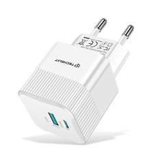  Techsuit - Prémium fali töltő Mini sorozat (CHPD216) - GaN, USB QC3.0, Type-C PD25W - Fehér