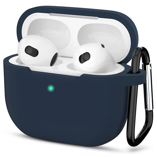  Techsuit - Szilikon tok - Apple AirPods 3-hoz, Sima ultravékony anyag - Sötétkék