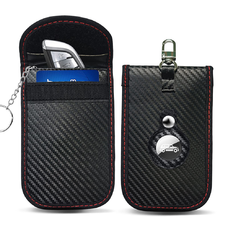  Techsuit - RFID Lopásgátló (AF3) - AirTag tartóval, Szénszálas, EMF Blokkoló, 19,5 x 9cm - Fekete tok