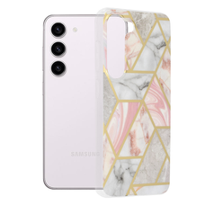  Techsuit - Márvány Sorozat - Samsung Galaxy S23 - Rózsaszín Hex tok