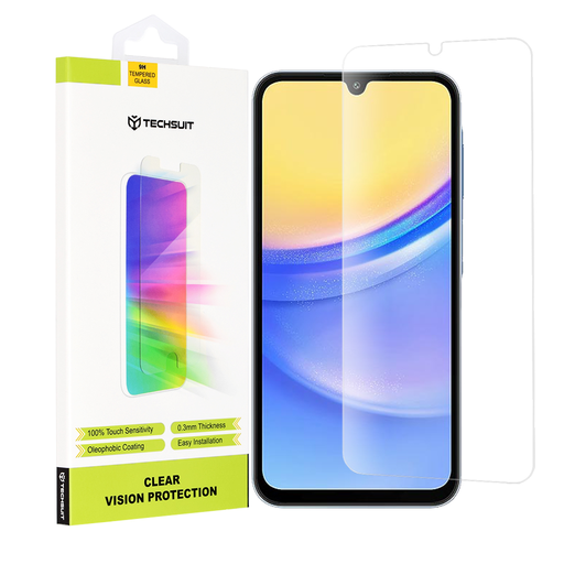  Techsuit - Tiszta Látás Üveg - Samsung Galaxy A15 4G / A15 5G / A24 / A25 5G / M15 - Átlátszó üvegfólia