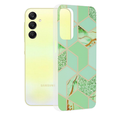  Techsuit - Márványsorozat - Samsung Galaxy A25 5G - Zöld Hatszög tok