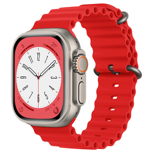  Techsuit - Óraszíj (W038) - Apple Watch 1/2/3/4/5/6/7/8/9/10/SE/SE 2 (38/40/41/42mm) - Piros