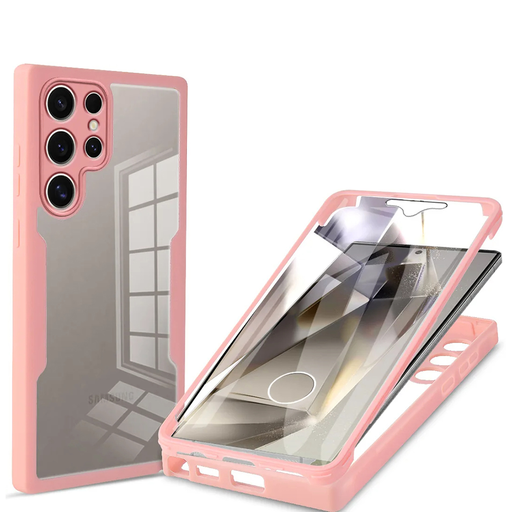  Techsuit - ColorVerse 360 sorozat + Képernyővédő - Samsung Galaxy S24 Ultra - Rózsaszín tok