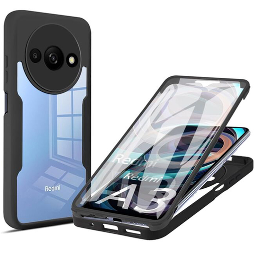 Techsuit - ColorVerse 360 sorozat + Képernyővédő - Xiaomi Redmi A3 - Fekete tok Techsuit - ColorVerse 360 sorozat + Képernyővédő - Xiaomi Redmi A3 - Fekete tok