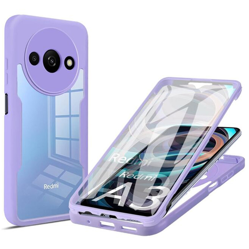 Techsuit - ColorVerse 360 Sorozat + Képernyővédő - Xiaomi Redmi A3 - Lila tok Techsuit - ColorVerse 360 Sorozat + Képernyővédő - Xiaomi Redmi A3 - Lila tok
