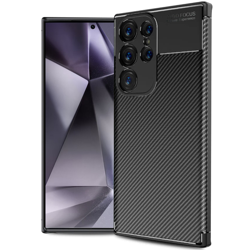 Techsuit - Karbónové vlákno - Samsung Galaxy S24 Ultra - Čierne puzdro