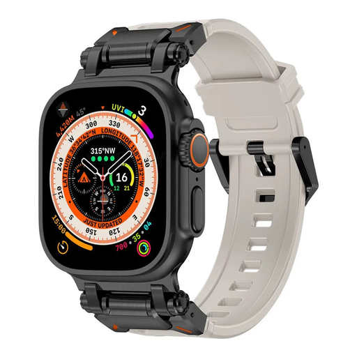  Techsuit - Óraszíj (W064) - Apple Watch 1/2/3/4/5/6/7/8/9/10/SE/SE 2/Ultra/Ultra 2 (42/44/45/46/49mm) - Titán Fekete Szürke