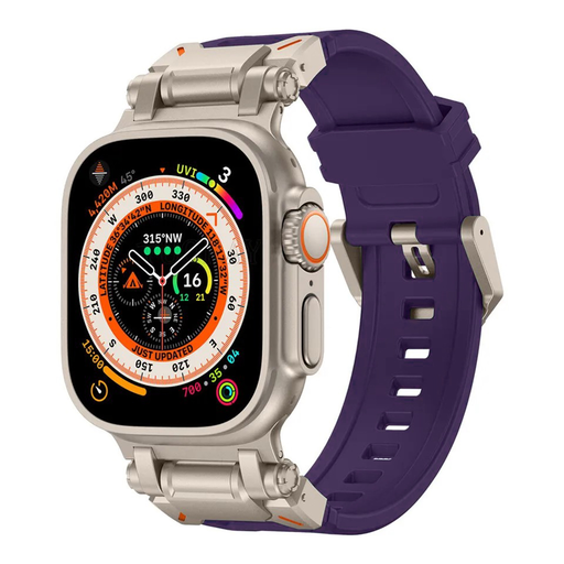  Techsuit - Óraszíj (W064) - Apple Watch 1/2/3/4/5/6/7/8/9/10/SE/SE 2/Ultra/Ultra 2 (42/44/45/46/49mm) - Titánium Ezüst Lila