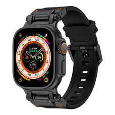  Techsuit - Óraszíj (W064) - Apple Watch 1/2/3/4/5/6/7/8/9/10/SE/SE 2/Ultra/Ultra 2 (42/44/45/46/49mm) - Fekete Titán