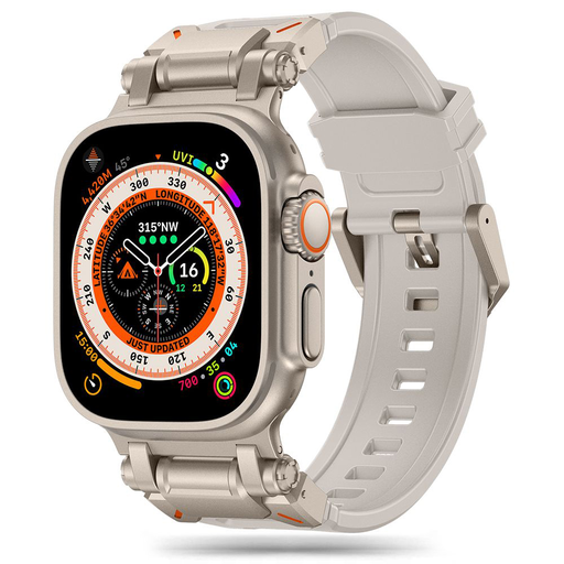  Techsuit - Óraszíj (W064) - Apple Watch 1/2/3/4/5/6/7/8/9/10/SE/SE 2/Ultra/Ultra 2 (42/44/45/46/49mm) - Titán Ezüst Csillagfény