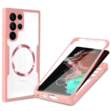  Techsuit - ColorVerse 360 MagSafe sorozat + Képernyővédő - Samsung Galaxy S23 Ultra - Rózsaszín tok