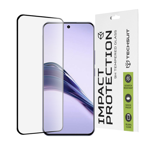  Techsuit - 111D Teljes Felület / Teljes Ragasztás Üveg / 3D Görbített Képernyő - Realme 13 Pro / 13 Pro+ - Fekete üvegfólia