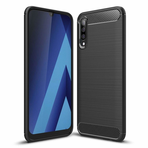  Techsuit - Szénszálas Szilikon - Samsung Galaxy A30s / A50 / A50s - Fekete tok