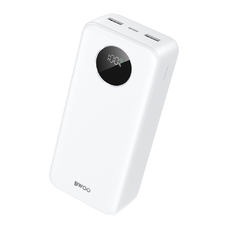BWOO 22,5W 30000 mAh power bank LCD kijelzővel, fehér