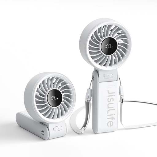  JisuLife - Prémium Kézi Ventilátor (Life7) - LED Digitális Kijelzővel, 3600mAh, 5 Szélsebességi Fokozat - Szürke