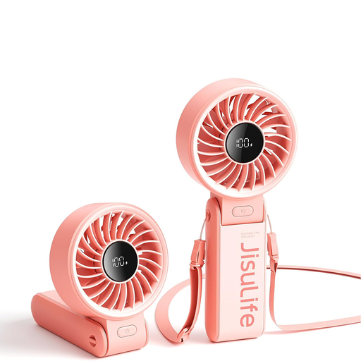  JisuLife - Prémium Kézi Ventilátor (Life7) - LED Digitális Kijelzővel, 3600mAh, 5 Szélsebességgel - Rózsaszín