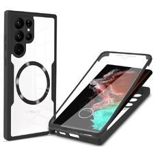  Techsuit - ColorVerse 360 MagSafe sorozat + képernyővédő - Samsung Galaxy S22 Ultra 5G - Fekete tok
