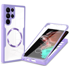  Techsuit - ColorVerse 360 MagSafe sorozat + Képernyővédő - Samsung Galaxy S22 Ultra 5G - Lila tok