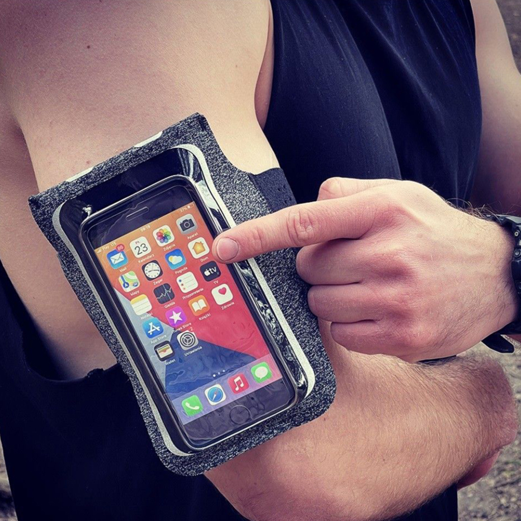  Techsuit - Sportkarpánt (TH10) - Tépőzárral, telefonokhoz, max 6,5" - Fekete / Szürke - 7