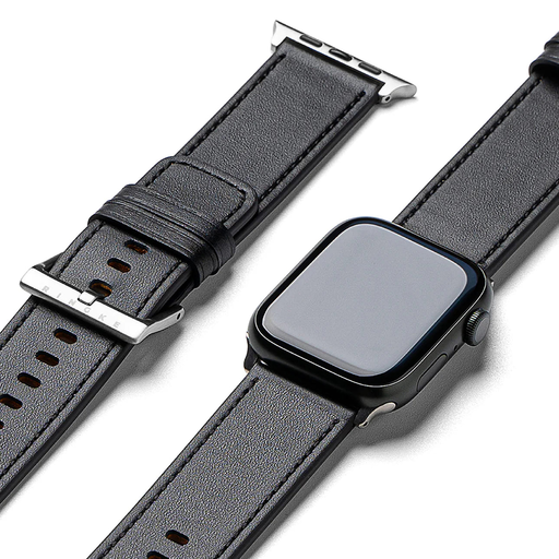  Ringke - Leather One Basic Bold - Apple Watch 1/2/3/4/5/6/7/8/9/10/SE/SE 2/Ultra/Ultra 2 (42/44/45/46/49mm) - Fekete