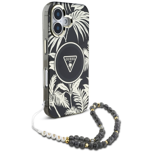 GUESS tok iPhone 16-hoz kompatibilis MagSafe-kel GUHMP16SHPCTPLSK (IML pálmafák háromszög gyöngyszíjjal) fekete tok GUESS tok iPhone 16-hoz kompatibilis MagSafe-kel GUHMP16SHPCTPLSK (IML pálmafák háromszög gyöngyszíjjal) fekete tok