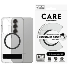 CARE by PanzerGlass Feature Black kitámasztós & Qi Samsung Galaxy S25 tok - Átlátszó
