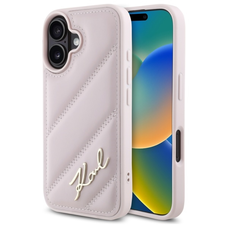  Karl Lagerfeld - Átlós steppelt (KLHCP16SPQDSMGP) - iPhone 16 - Rózsaszín tok