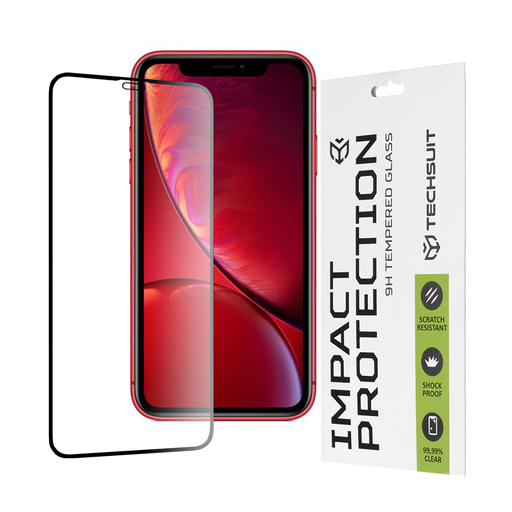  Techsuit - 111D Teljes Felületű / Teljes Ragasztású Üveg - iPhone 11 / iPhone XR - Fekete üvegfólia