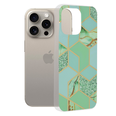 Techsuit - Márványsorozat - iPhone 15 Pro Max - Zöld Hex tok