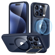  ESR - Klasszikus Hibrid HaloLock Kitámasztó - iPhone 15 Pro Max - Átlátszó Sötétkék tok