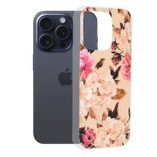  Techsuit - Márvány Sorozat - iPhone 15 Pro - Mary Berry Nude tok