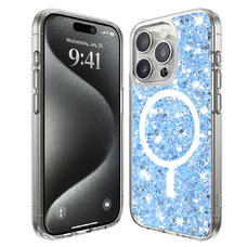  Techsuit - Csillogó Glitter MagSafe - iPhone 15 Pro - Kék tok