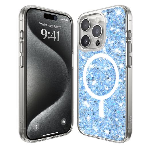 Techsuit - Csillogó Glitter MagSafe - iPhone 15 Pro - Kék tok Techsuit - Csillogó Glitter MagSafe - iPhone 15 Pro - Kék tok