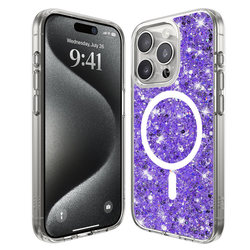 Techsuit - Csillogó Glitter MagSafe - iPhone 15 Pro - Lila tok Techsuit - Csillogó Glitter MagSafe - iPhone 15 Pro - Lila tok