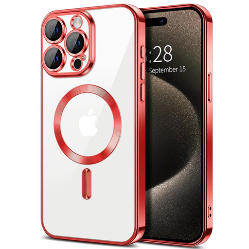  Techsuit - Luxus Kristály MagSafe - iPhone 15 Pro - Piros tok