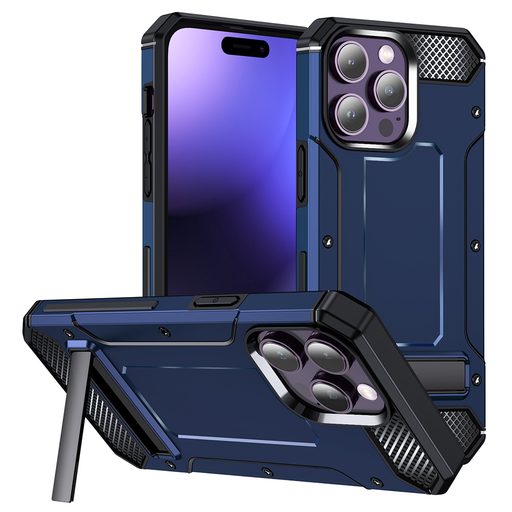 Techsuit - Hibrid Páncél Kitámasztó - iPhone 15 Pro - Kék tok Techsuit - Hibrid Páncél Kitámasztó - iPhone 15 Pro - Kék tok