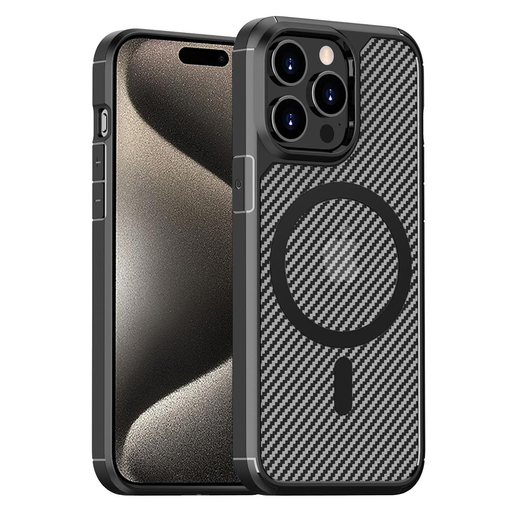 Techsuit - CarbonFuse MagSafe - iPhone 15 Pro - Fekete tok Techsuit - CarbonFuse MagSafe - iPhone 15 Pro - Fekete tok