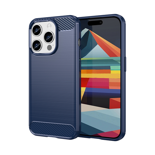 Techsuit - Karbonszilikon - iPhone 15 Pro Max - Kék tok Techsuit - Karbonszilikon - iPhone 15 Pro Max - Kék tok